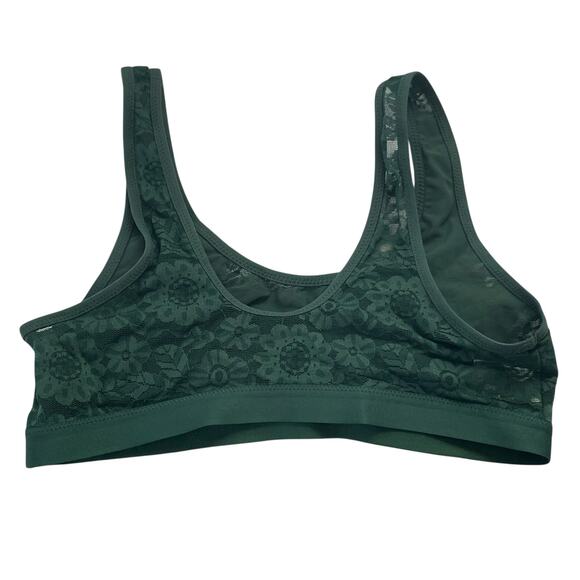Aerie Womens Bralette Size Medium Smoothez Green Floral Lace Scoop Pullover Bra - Picture 4 of 7